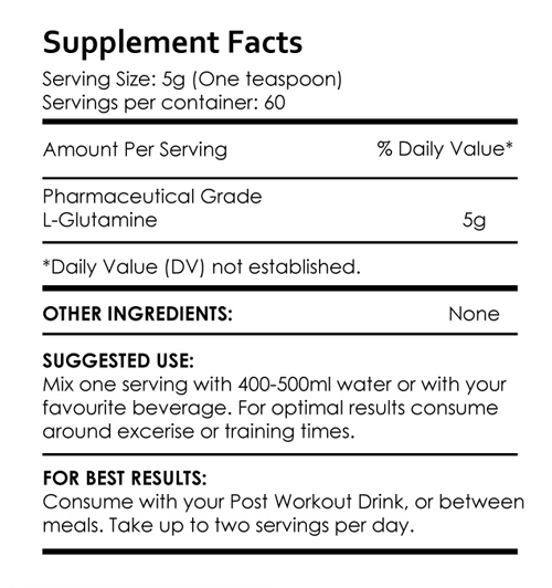 Pure L-Glutamine - Nutritional Facts