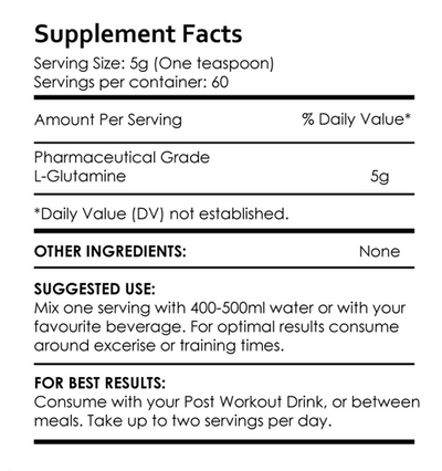 Pure L-Glutamine - Nutritional Facts